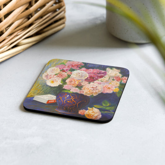 Roses in a Vase - Cork-back coaster