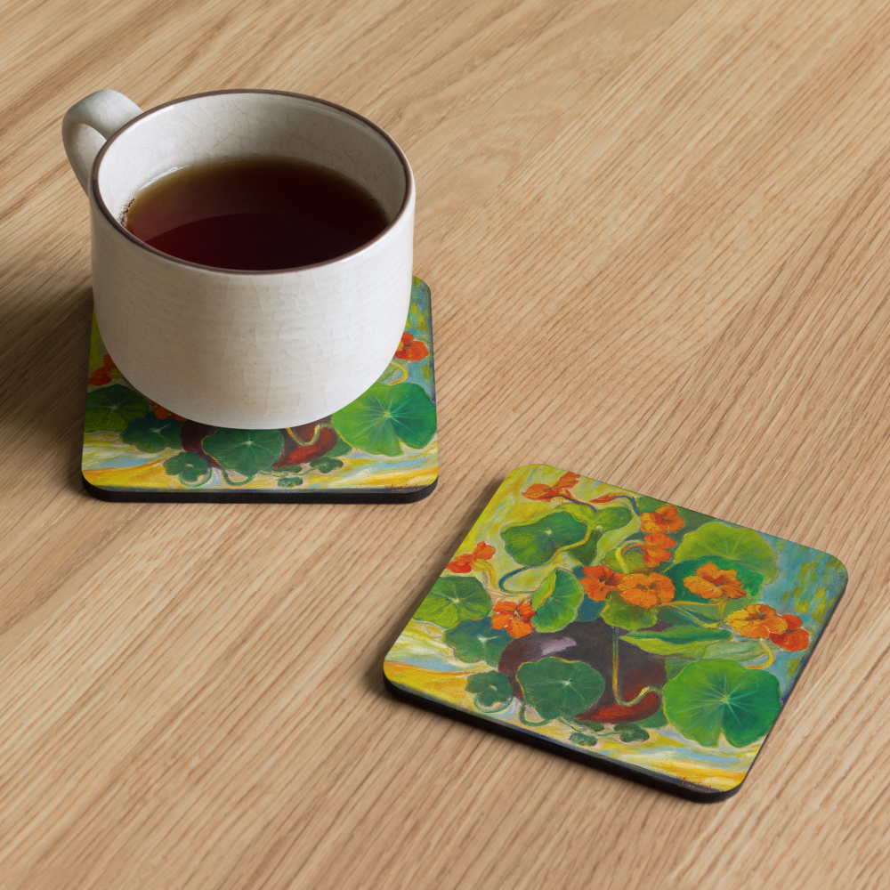 Nasturciums - Cork-back coaster