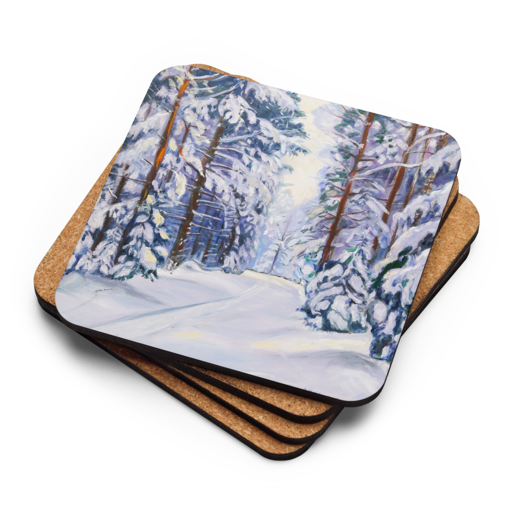 Winter Scene - Cork-back coaster