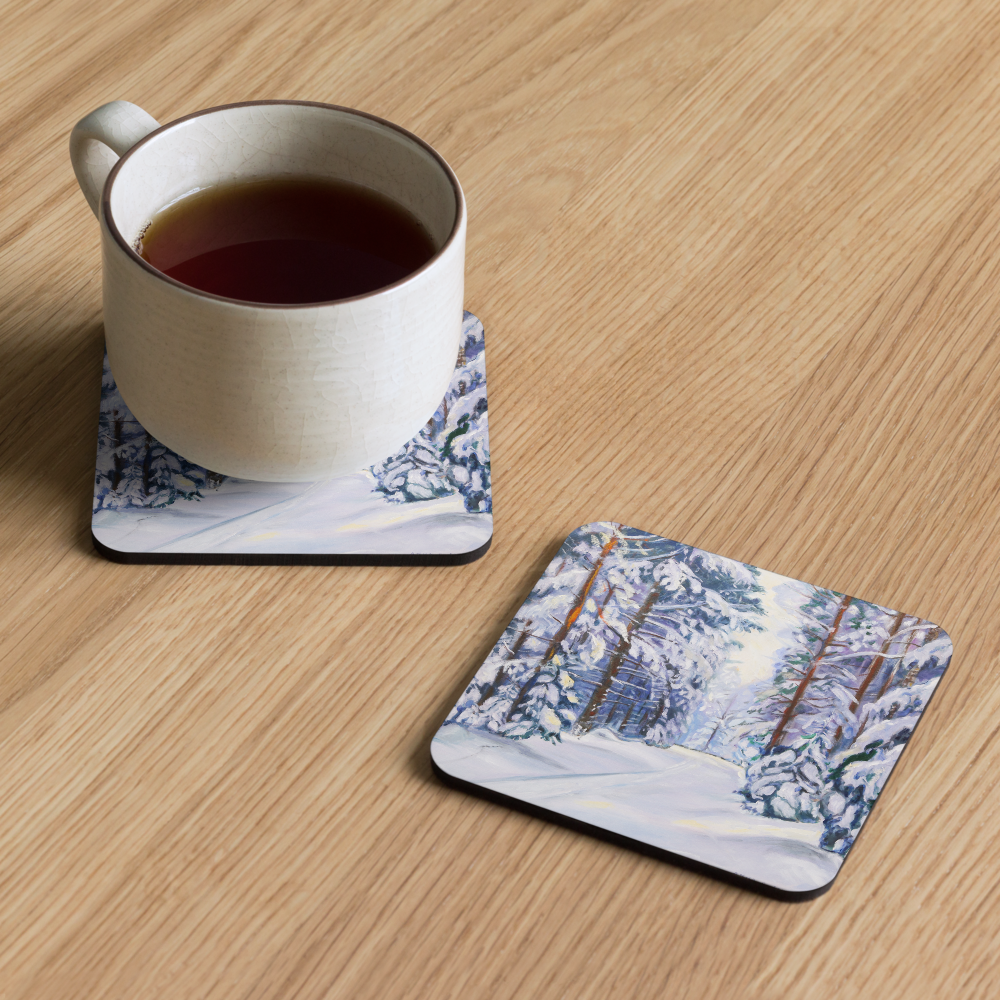 Winter Scene - Cork-back coaster