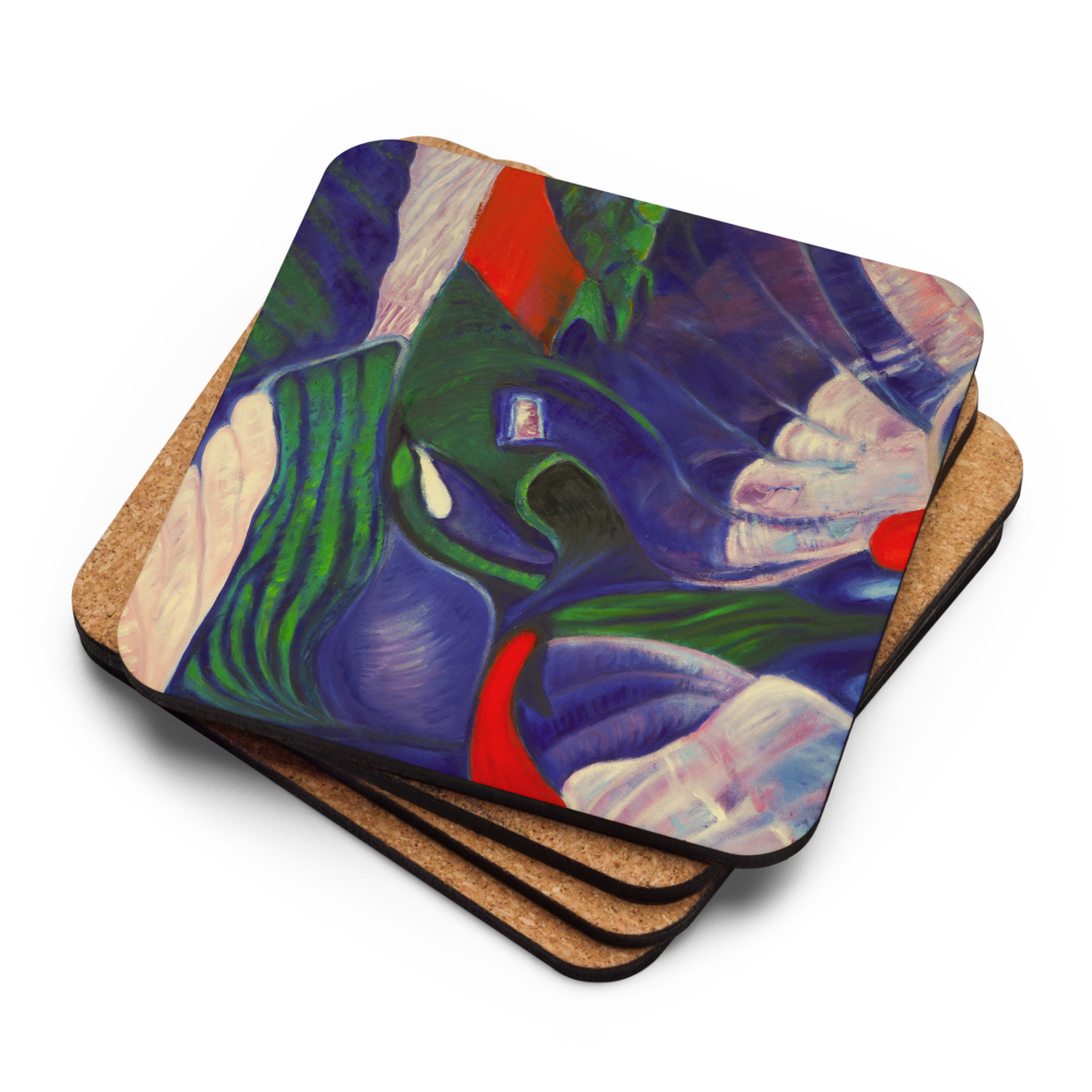 Blue Oscillation - Cork-back coaster