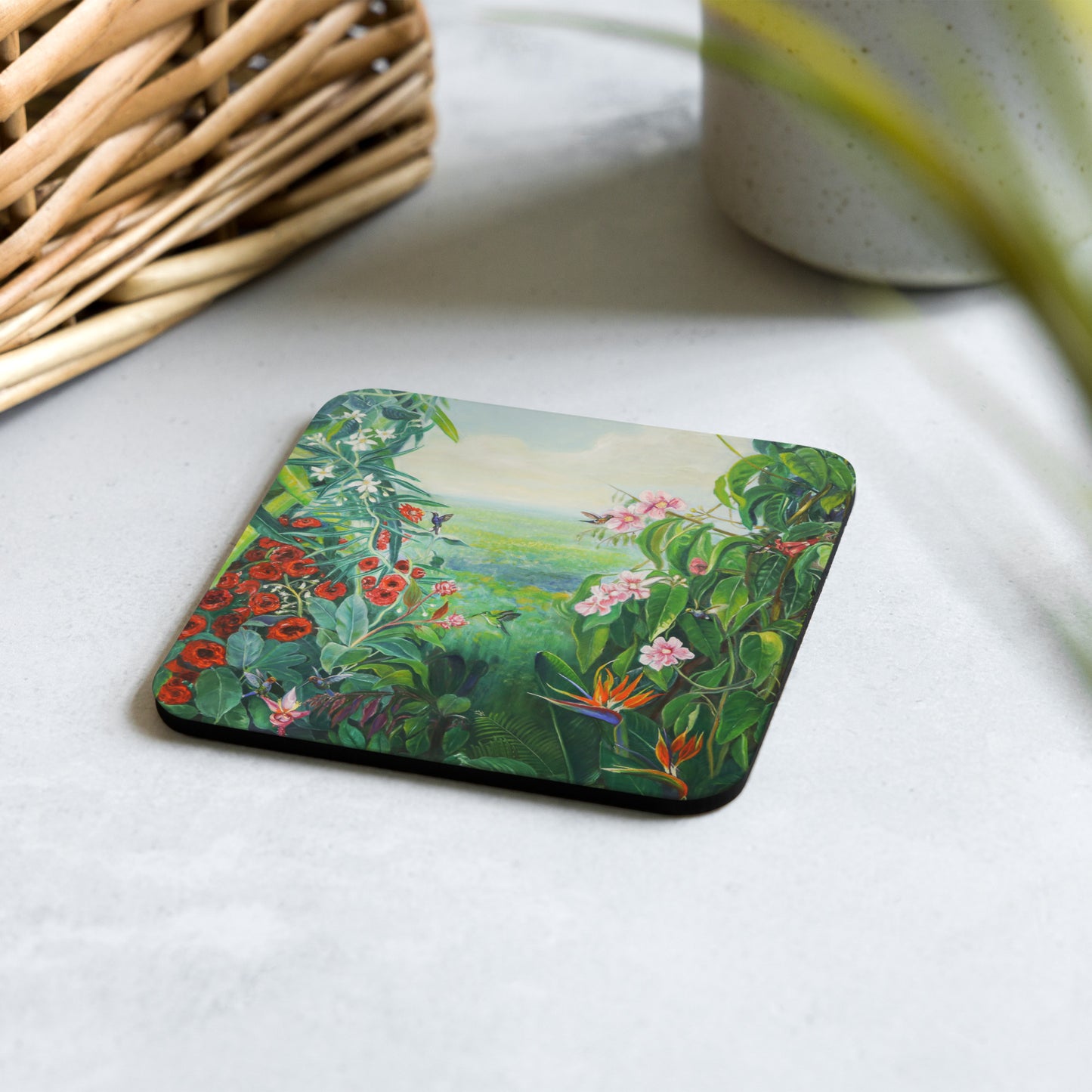 Hummingbird's Paradise - Cork-back coaster