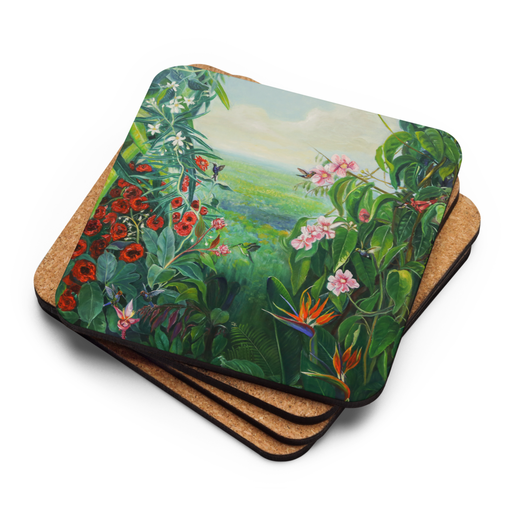 Hummingbird's Paradise - Cork-back coaster