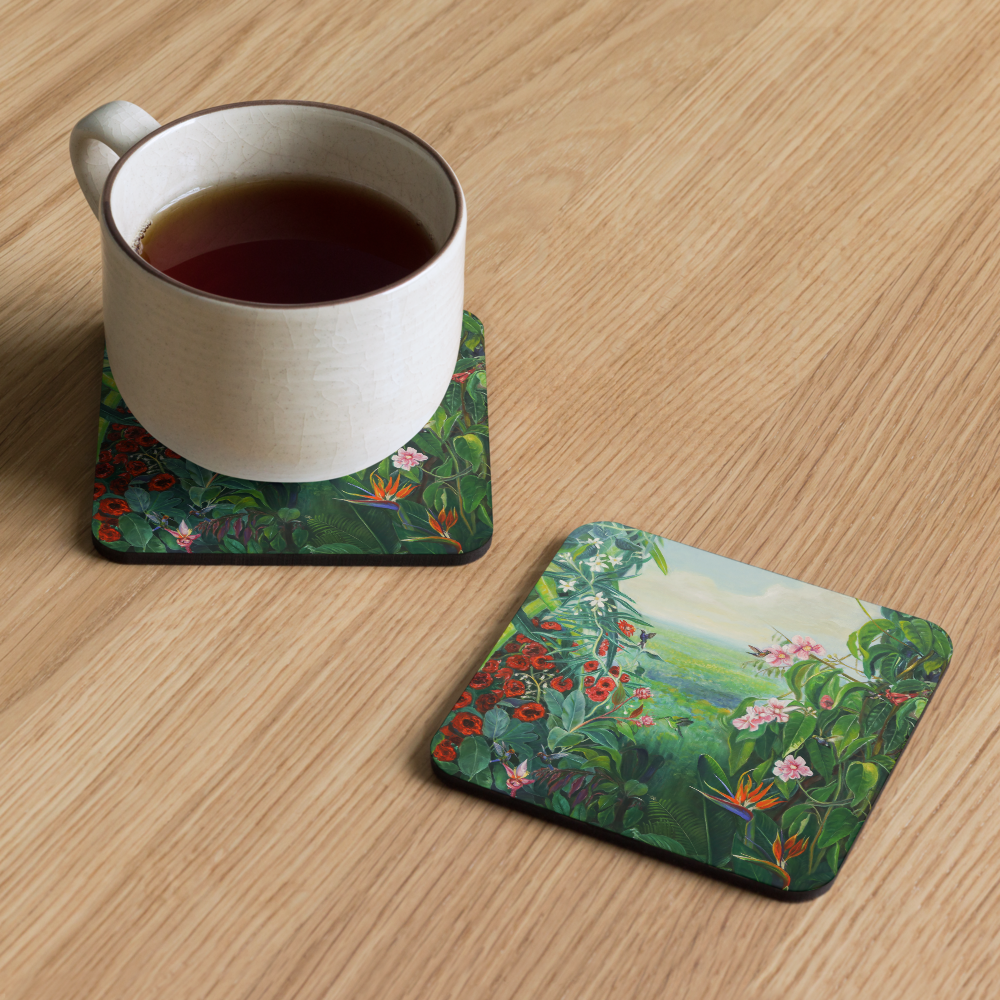 Hummingbird's Paradise - Cork-back coaster