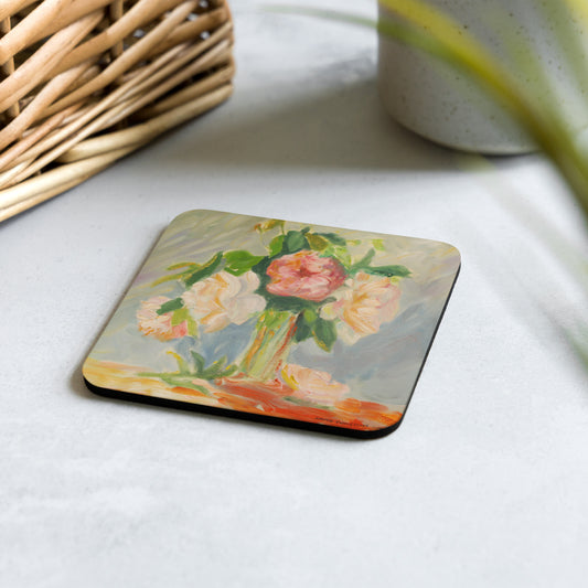 Still Life of Roses - Cork-back coaster