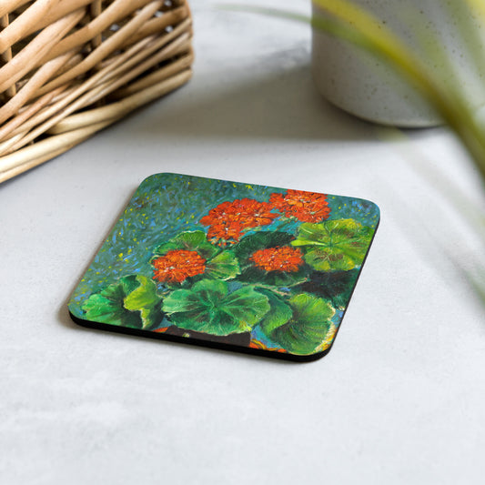 Geranium - Cork-back coaster