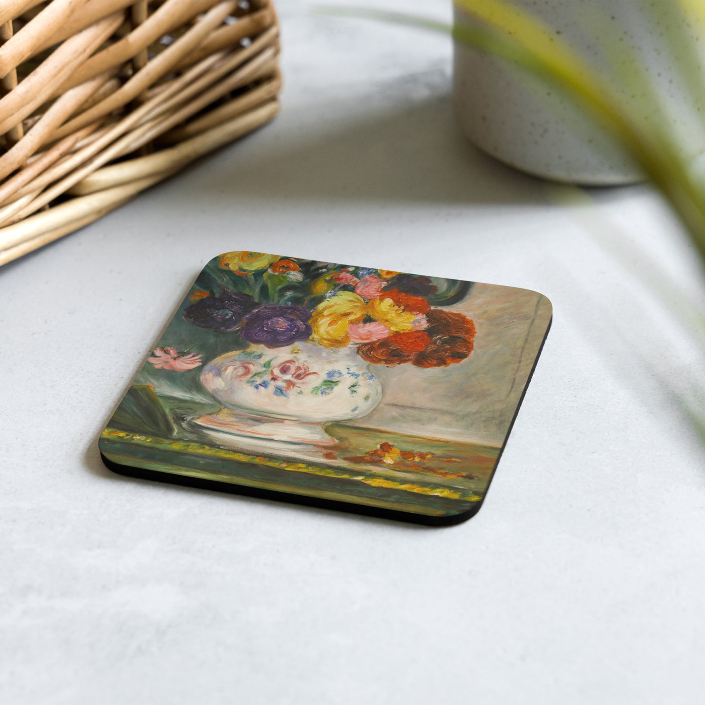 Flowers in vase - Cork-back coaster