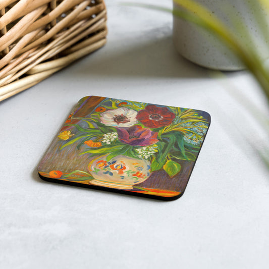 Colorful Flowers - Cork-back coaster