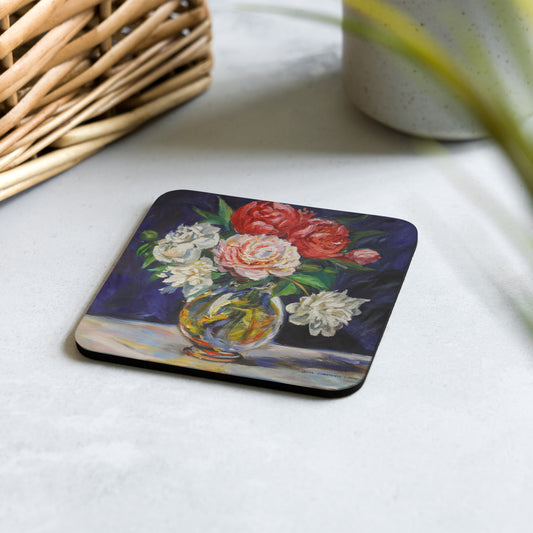 Bouquet of Peonies - Cork-back coaster