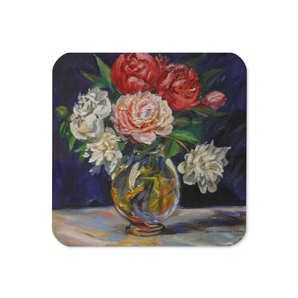 Bouquet of Peonies - Cork-back coaster