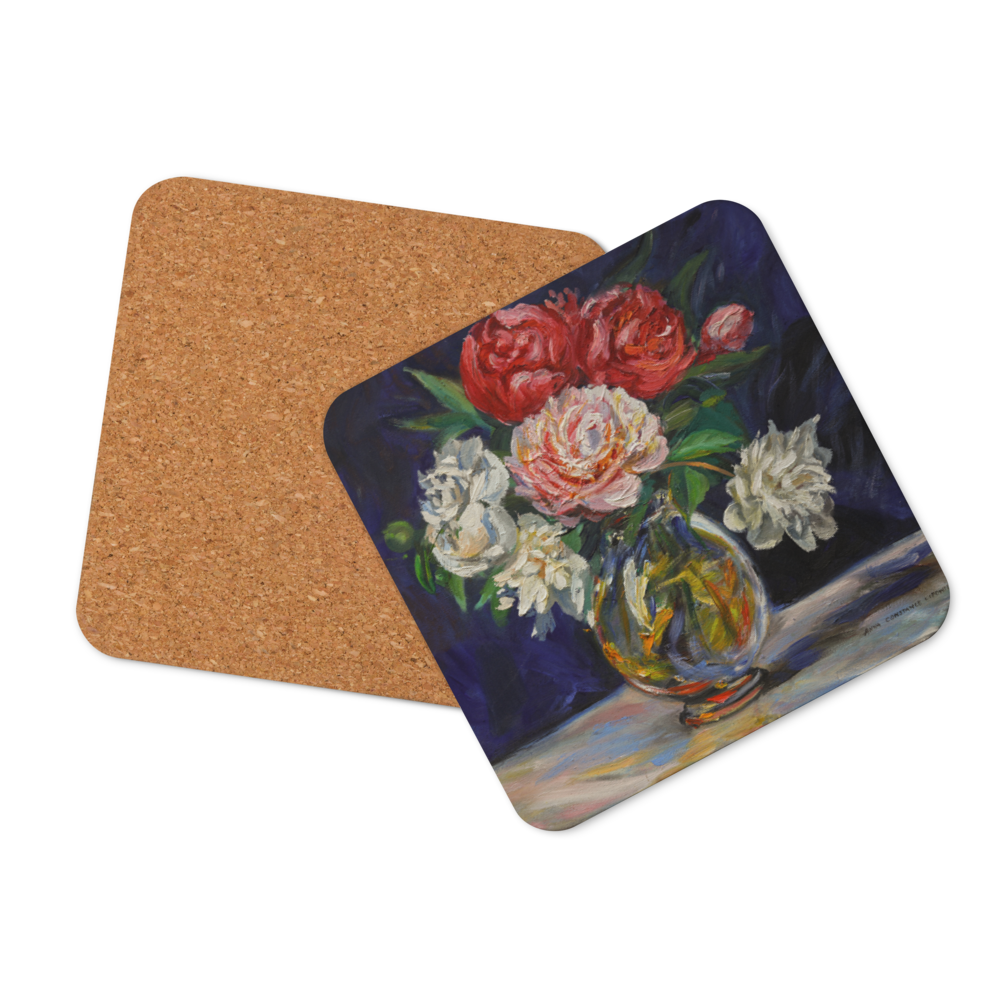 Bouquet of Peonies - Cork-back coaster