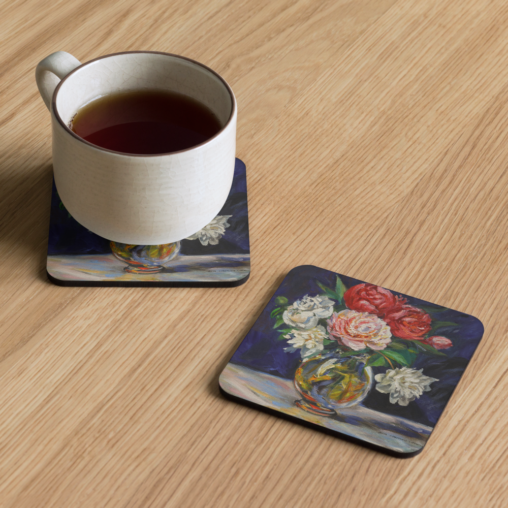 Bouquet of Peonies - Cork-back coaster