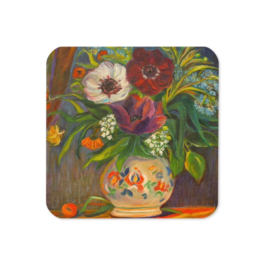 Colorful Flowers - Cork-back coaster
