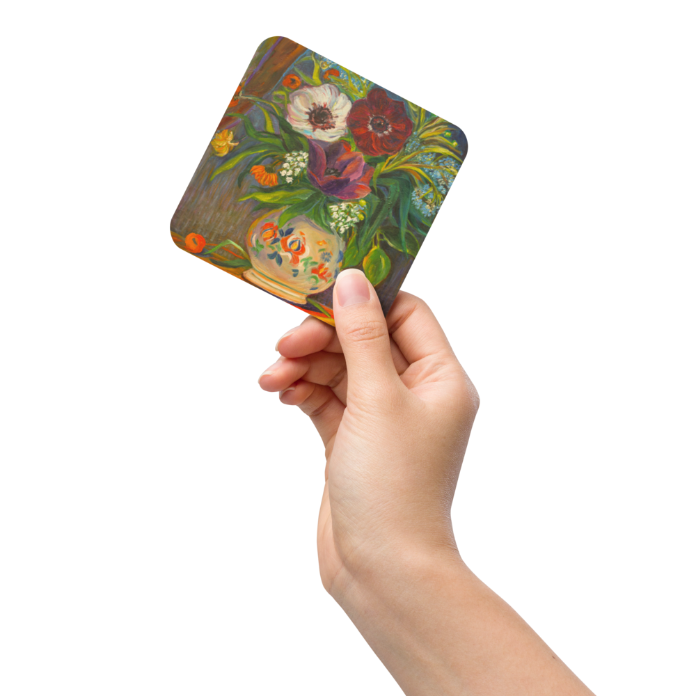 Colorful Flowers - Cork-back coaster