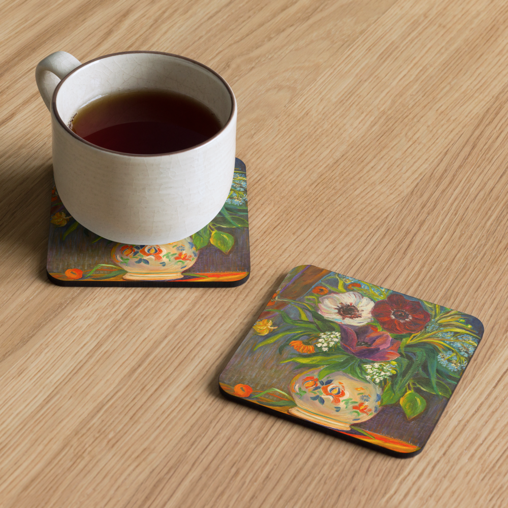 Colorful Flowers - Cork-back coaster
