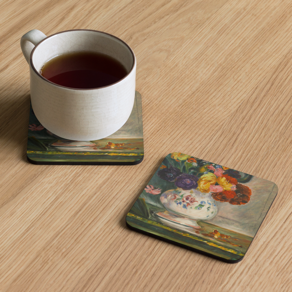 Flowers in vase - Cork-back coaster