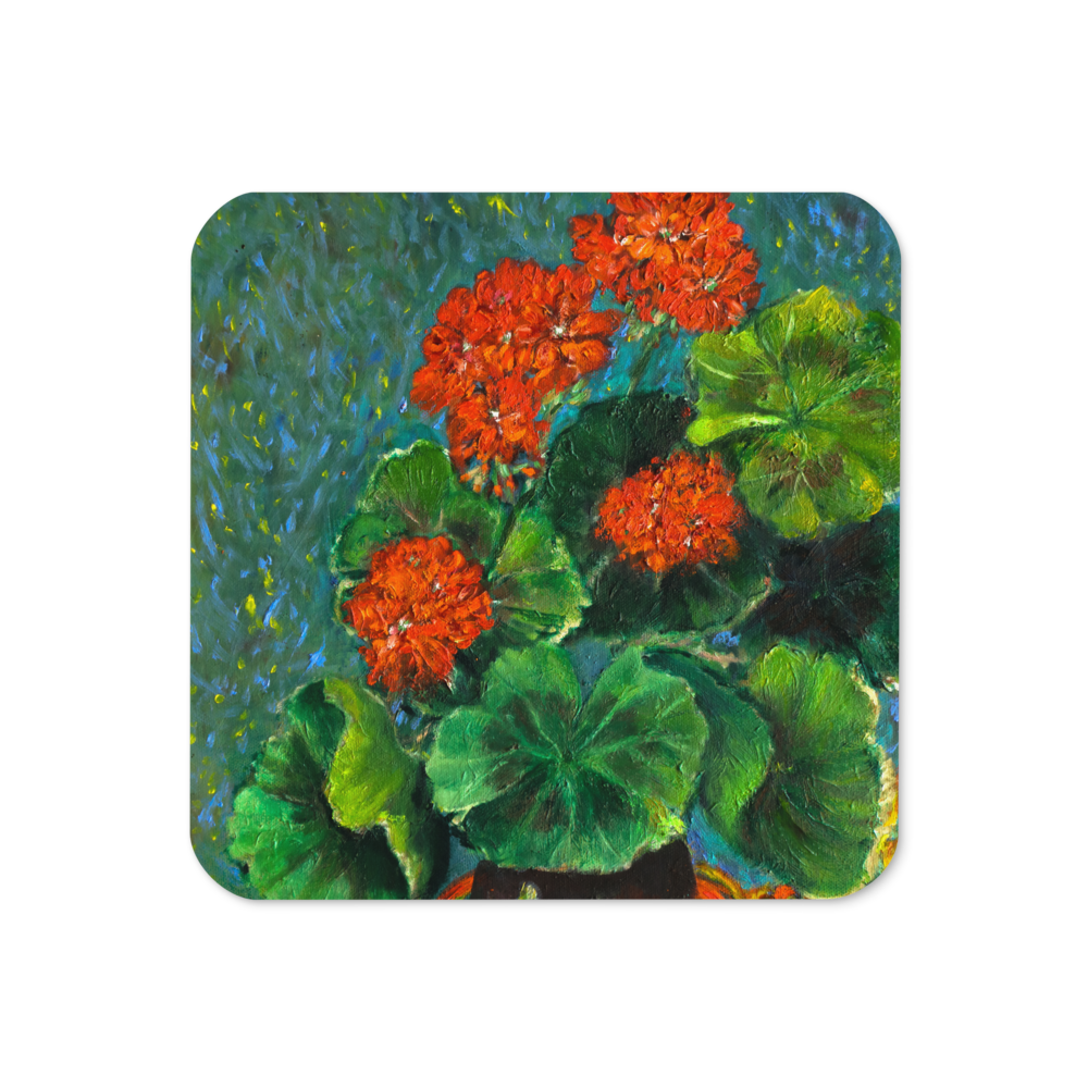 Geranium - Cork-back coaster