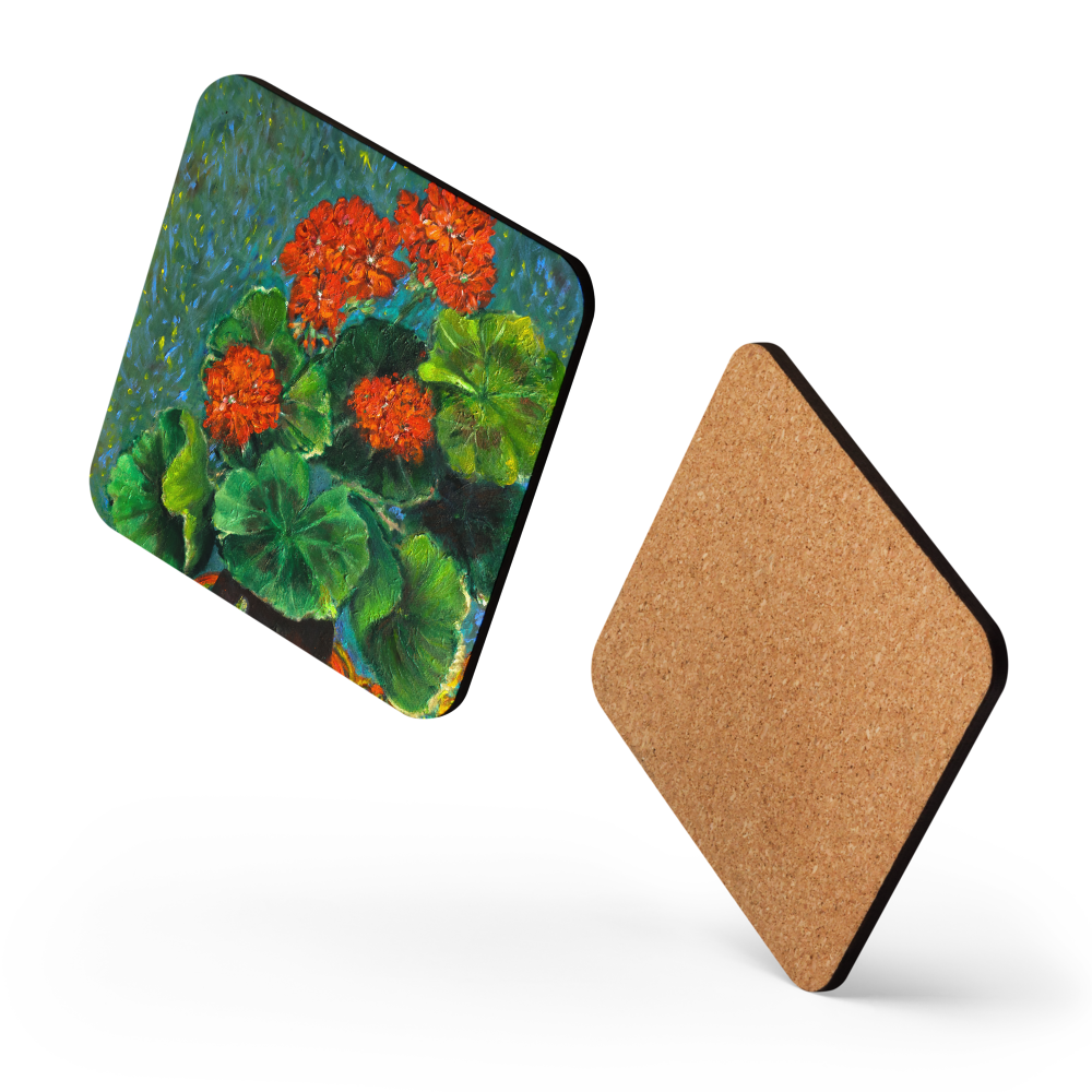Geranium - Cork-back coaster