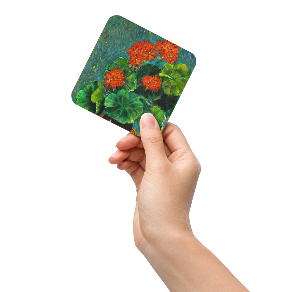 Geranium - Cork-back coaster