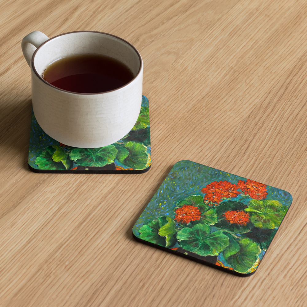 Geranium - Cork-back coaster