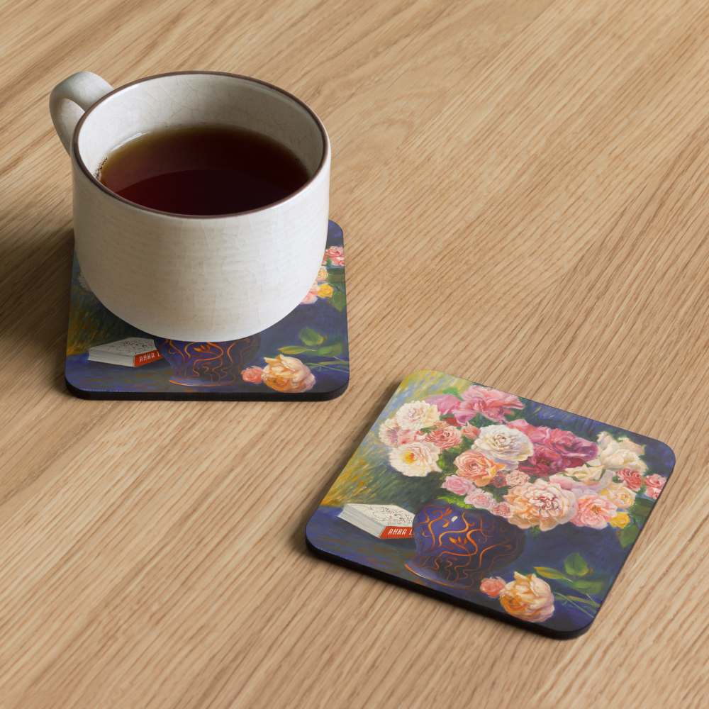 Roses in a Vase - Cork-back coaster