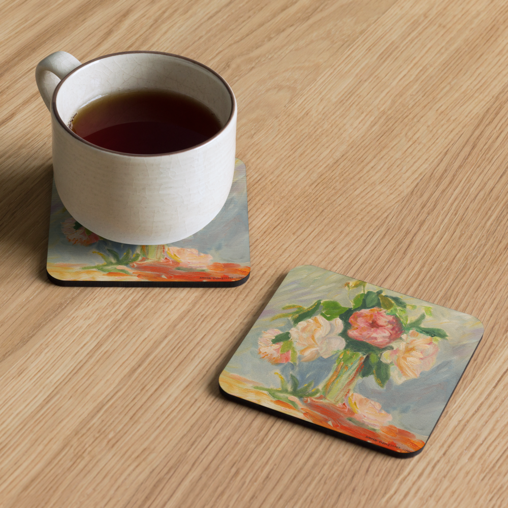 Still Life of Roses - Cork-back coaster