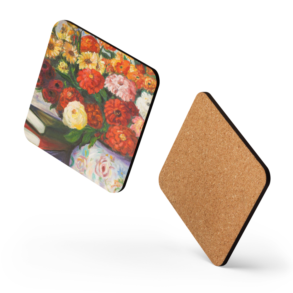 Zinnias Flowers - Cork-back coaster