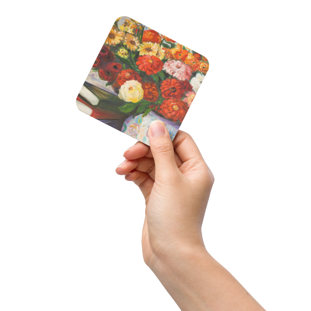 Zinnias Flowers - Cork-back coaster