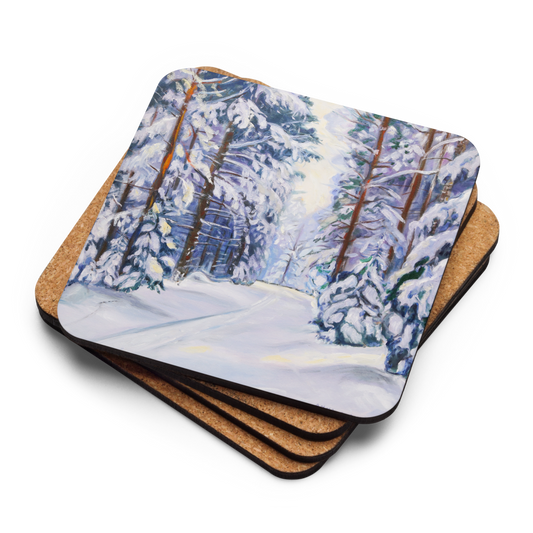 Winter Scene - Cork-back coaster