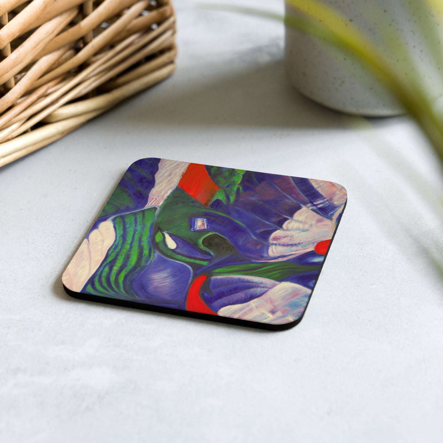 Blue Oscillation - Cork-back coaster