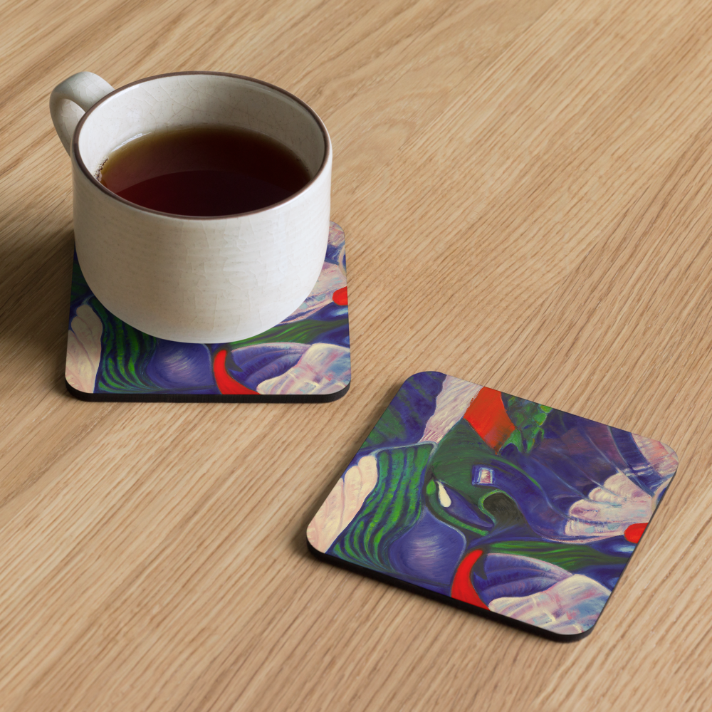 Blue Oscillation - Cork-back coaster